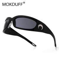 Luxury Brand Wrap Around Oval Sunglasses with Moon Fashion Sports Sunglasses Futuristic UV400 Shades Y2k Trendy oculos de sol Rotary Tool Parts Access