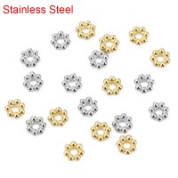 30pcs Stainless Steel Spacer Beads Lot Dia 3 4 5 6 mm Gold Color Loose Large Hole Charm Beads For Bracelet Diy Jewelry Making