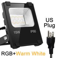 RGB LED Floodlight 15W Bluetooth Outdoor Smart Flood Light 110V 220V IP66 Waterproof Color Changing Spotlight APP Group Control