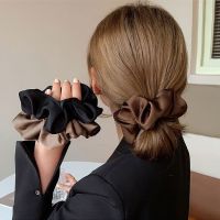 ♘✙☃ 2023 Korean Woman Big Elegant Silk Elastics Hair Band Solid Color Scrunchies Hair Ties Ladies Ponytail Hold Hair Accessories