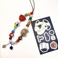 ♈✹ INS Y2K Phone Chain Lanyard Charm Strap Rainbow Heart Beaded Cartoon Bear Cute Camera Strap Sweet Girl Kawaii Keycord Gift