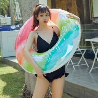 Rooxin Rainbow Swimming Circle Inflatable PVC Rubber Ring for Swimming Pool Kids Adult Pool Float Seat Summer Beach Party Toys