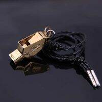 High Quality Gold/Sliver football referee whistle Emergency Survivale  with lanyard Camping Hiking rugby High Sound 120Decibel Survival kits