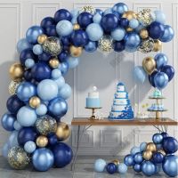 Blue Metallic Balloons Garland Kit Gold Confetti Boy Adult Balloon Arch Birthday Baby Shower Wedding Party Decorations Artificial Flowers  Plants