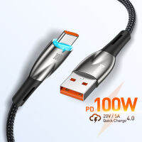 Baseus 100W USB Cable for Xiaomi Huawei USB to Type C Fast Charging Type C to Type C Cable Data with Halo Light Indicaor