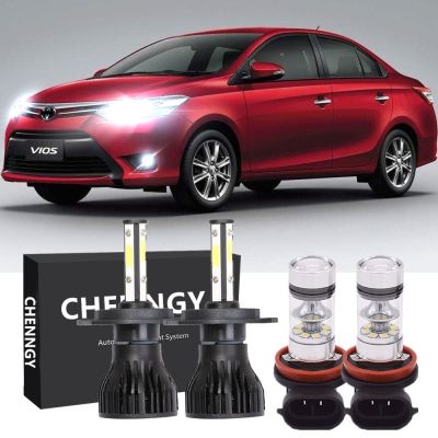 New หลอดไฟหน้า LED สูงต่ํา และชุดไฟตัดหมอก สําหรับ Toyota Vios NCP150 2013-2018 4 ชิ้น