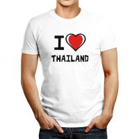 I Love Thailand Bicolor Heart เสื้อยืดแขนสั้นเนื้อผ้าฝ้ายแฟชั่นพิมพ์ลายสําหรับผู้หญิงและผู้ชาย