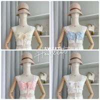 ❥SweetHouse? สายเดี่ยวลูกไม้สีพาสเทล Peony Crop ป้าย BB