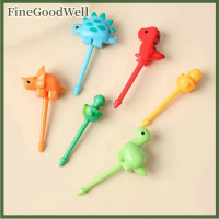 FineGoodWell 6pcs สัตว์ฟาร์มไดโนเสาร์ผลไม้ส้อมมินิการ์ตูนเด็กเค้กขนมเลือก