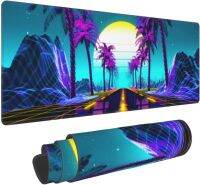 Retrowave Gaming Mouse Pad แผ่นรองโต๊ะ XL ขนาดควีนไซส์ อุปกรณ์เสริมสำหรับตกแต่งบ้าน แผ่นรองเมาส์ขนาดใหญ่ 31.5 X 11.8 นิ้ว