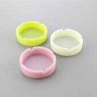 Round/Square Luminous Silicone Ashtray Desktop White Yellow Powder Ashtray Carrying Case