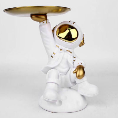 Astronaut Statue Decor Polyresin Astronaut Figurine Sundries Container Spaceman Ornament Astronaut Statue with Tray