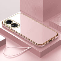 Casing Ponsel เคสสำหรับ OPPO A78 4G A78 4G ฟรีสายคล้องอินฟินิตี้30 VIP + นุ่มขอบสี่เหลี่ยมเดิมชุบเคสโทรศัพท์หรูหราชุบเคสโทรศัพท์นิ่ม