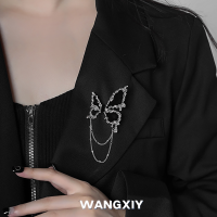 WANGXIY เข็มกลัดพู่เดิมชุดผีเสื้อเข้มสำหรับผู้หญิงการออกแบบองค์ประกอบแนวโน้มใหม่