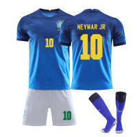 NO.10 Neymars เสื้อฟุตบอลผู้ชาย,เสื้อยืดแขนสั้นกางเกงขาสั้นบราซิลทีมฟุตบอลแห่งชาติใส่ในบ้านลำลองระบายอากาศได้ดีเสื้อซ้อมกีฬา0000