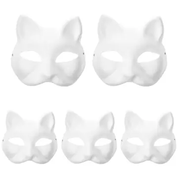 Japanese Mask Half Face Hand-painted Cat Fox Mask Anime Demon Slayer  Masquerade Halloween Festival Cosplay Prop