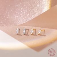 {Han ornaments}925เงินสเตอร์ลิง Simple Cut Geometric Square Zircon Stud ต่างหูสำหรับผู้หญิง Sweet Wedding เครื่องประดับ Accessories