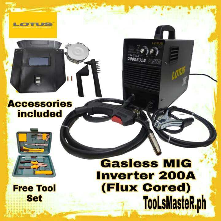 Lotus 200A Mig Gasless Inverter Welding Machine LT200FCX Free Tool Set