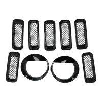 Front Mesh Grille Inserts Headlight Trim Rings Kit Decoration Fit for Jeep Patriot 2011 2012 2013 2014 2015 2016