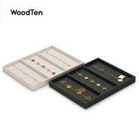 WoodTen ถาดหนังเครื่องประดับสร้อยข้อมือสร้อยคอกระเป๋าเก็บบัตรหยกทองที่เก็บเครื่องประดับมุกเพชรร้านค้าจัดแสดงสินค้า P100