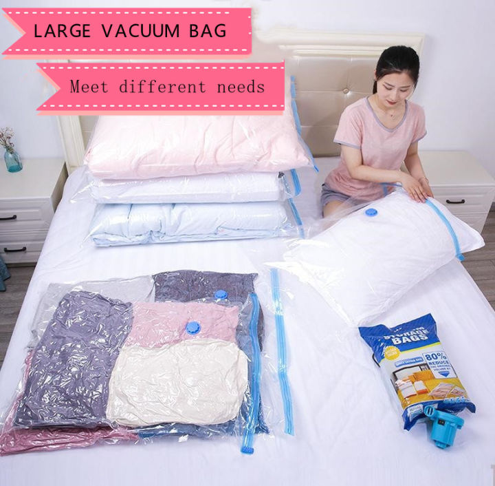 Cloth & Blanket Transprent Small* Vacuum Space Saving Storage Bags for  Clothes, Size: 100x130 Cm