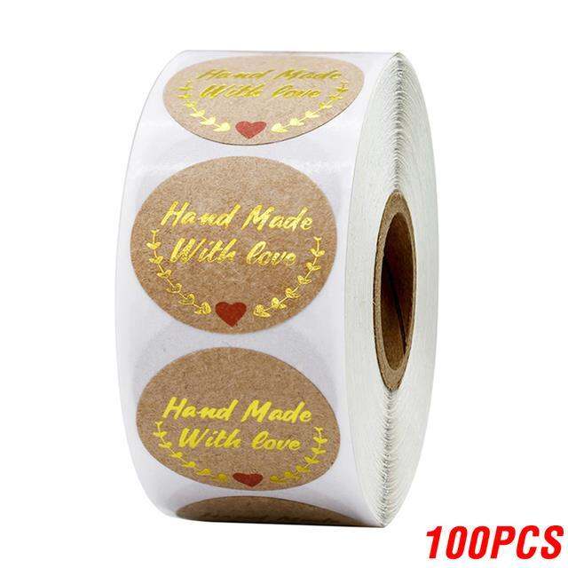 cw-500pcs-paper-stickers-scrapbook-stationery-label-with-gold-foil