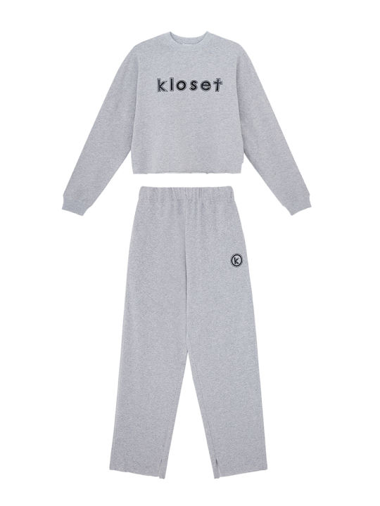 kloset-kk22-set003-kloset-kiss-sweatshirt-set-เสื้อแขนยาว-กางเกงขายาว-เอวยางยืด-เสื้อจั๊มปลายแขน-กางเกงยางยืด