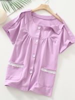 Summer thin cotton easy to put on and take off one-piece nursing suit plaster fracture postoperative acupuncture and moxibustion bedridden elderly patient short-sleeved