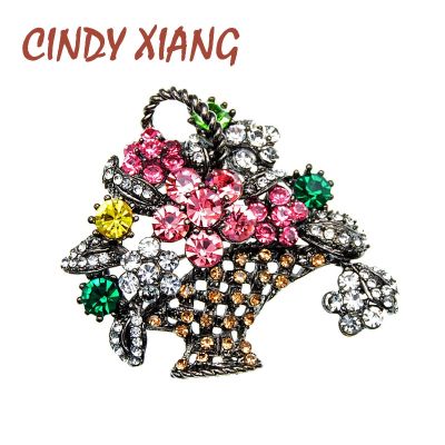 【CW】 CINDY XIANG New Arrival Rhinestone Basket Brooches Brooch Pin Fashion Jewelry 3 Colors Choose