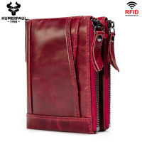 [Free Shipping] ZZOOI European and American RFID Anti Magnetic Multi Card Head Layer Cowhide Zero Wallet Zipper Wallet Genuine Leather Wallet