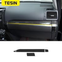 TESIN Carbon Fiber Car Copilot Handle Decoration Cover for Toyota 4Runner 2010 Up Auto Passenger Seat Dashboard Trim Accessories