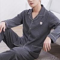 Mens Pajama Sets spring summer Man Pajamas Set Simple Sleepwear long Sleeve Cotton Pajamas For Men Top Pant Leisure Outwear