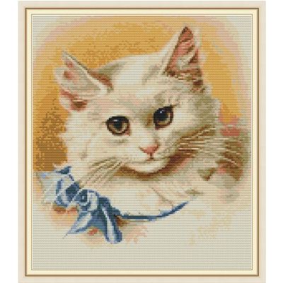 【CC】 A cat with a bow tie cross stitch kit 14ct 11ct count print stitches  needlework embroidery handmade