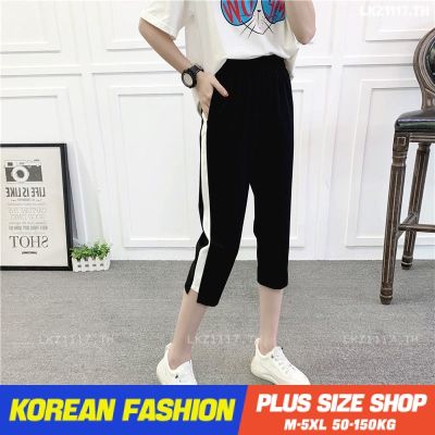 Plus size เสื้อผ้าสาวอวบ❤ กางเกงขาสั้นสาวอวบ ไซส์ใหญ่ ผู้หญิง กางเกงขาสั้นเอวสูง ทรงหลวม สีดำ ฤดูร้อน สไตล์เกาหลีแฟชั่น V728