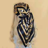 ♈❐ Silk Scarf Scarftop Headwraps For Women Vintage Four Seasons Hair Scarve 90x90cm Hijab Foulard Iuxe Bandana Femme Headscarf