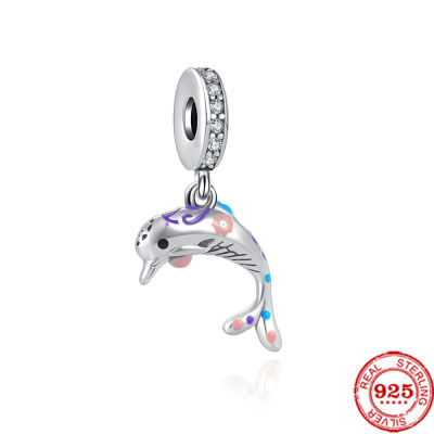 ใหม่925เงินสเตอร์ลิง Dolphin Shell เกล็ดปลา Whale Mermaid DIY Bead Charm Fit Original Charm สร้อยข้อมือ