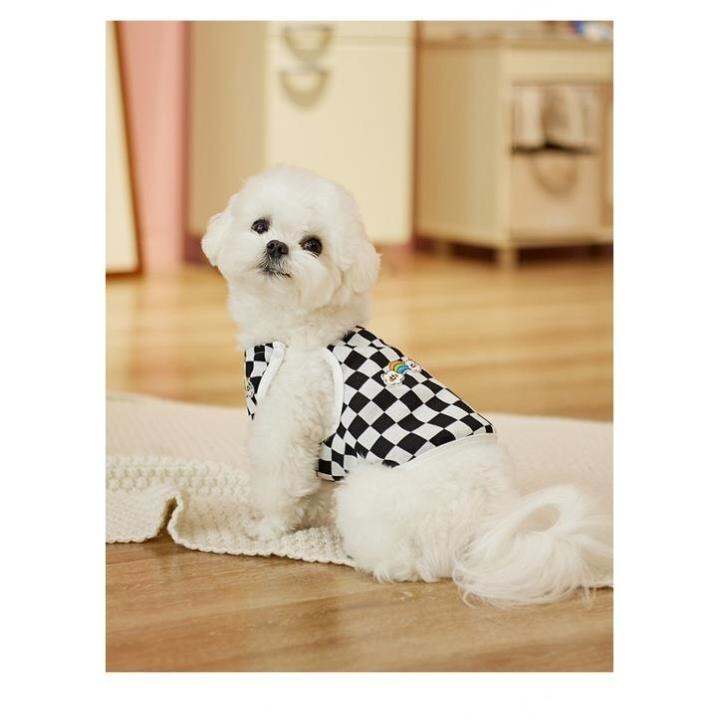 bib-pet-clothes-checkerboard-fashion-brand-vest-pet-dog-cat-summer-clothes-puppy-fadou-teddy-schnauzer-clothing