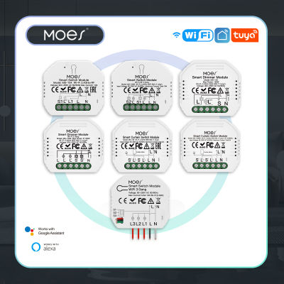 MOES Wifi สมาร์ทสวิตช์ไฟ Diy โมดูลเบรกเกอร์ Smart Life/Tuya APP รีโมทคอนโทรล ทำงานร่วมกับ Alexa Echo Google Home 1/2 Way-srng633433