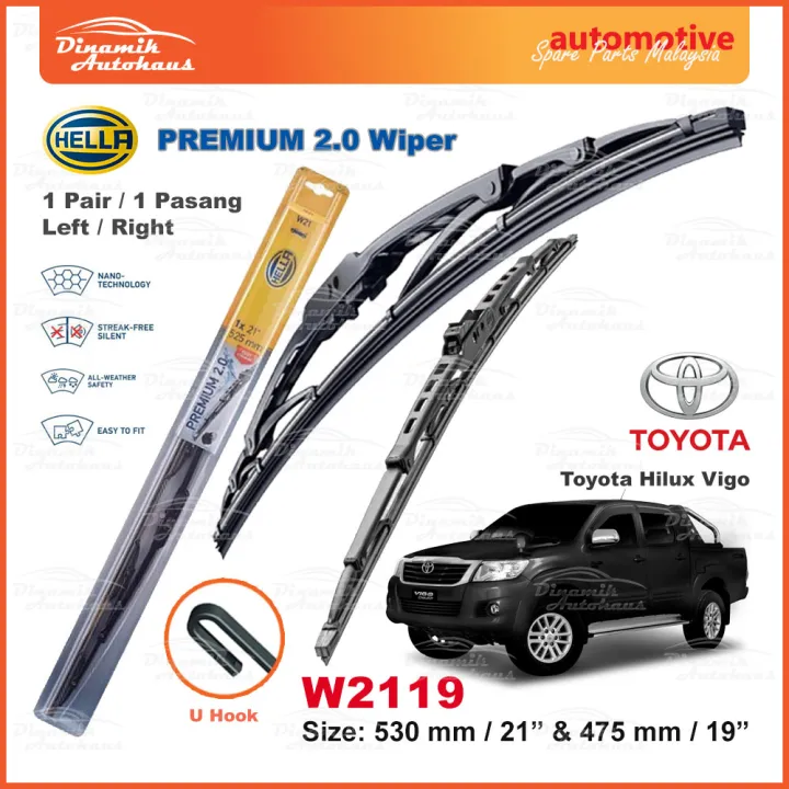 Toyota Hilux Vigo Car Front Windshield Wiper (Wiper Cermin Depan) Size