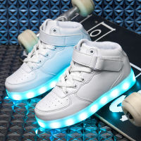 ULKNN 25-37 Kids Led Usb Charging Glowing Sneakers Children Hook Loop Fashion Luminous Shoes for Girls Boys Sneakers with Light