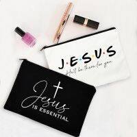 Yesus Dia Akan Ada untuk Anda Kanvas Tas Kosmetik untuk Wanita Tas Liburan Kristen Hadiah Perempuan Makeup Organizer Kantong Pensil