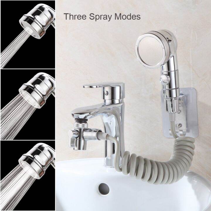 Sink Faucet Sprayer Attachment Extension Shower Head Set 3 Modes Adjustable Hair Pet Rinser