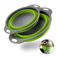 【CC】 1 set Silicone Folding Drain Basket Fruit Vegetable Washing Strainer Colander Collapsible Drainer Tools