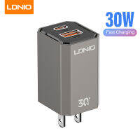 LDNIO 30W PD Charger QC 3.0ปลั๊กโทรศัพท์แบบพับได้ Fast Charging 2 Ports Home Charger Adapter A2527C