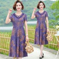 【hot】 New Middle-aged and elderly Womens Long-sleeved Loose Large Size Mother Dresses