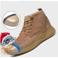 COD SDFSDTFGER Fashion Cow Leather Men Steel Toe Safety Boots Handsome Rubber Bottom Durable