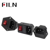 10A 250VAC 3 Pin iec320 C14 inlet connector plug power socket with red lamp rocker switch 10A fuse holder socket male connector