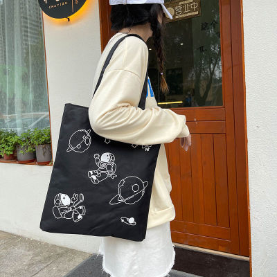 Canvas Bag Female Korean Style Simple Student Large Capacity Shoulder Bag Hand Bag Cute Satchel Canvas Bag Ins