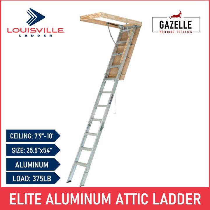 Louisville Ladder 25.5 in X 54in Wood Attic Ladder, 250lb Load Capacity L254P / Aluminum Attic