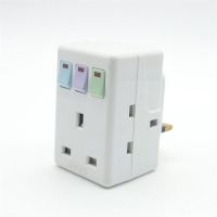 3 Way UK Plug Adaptor Independent Switch Extension Socket Wall Power Adapter with 13A Fuse